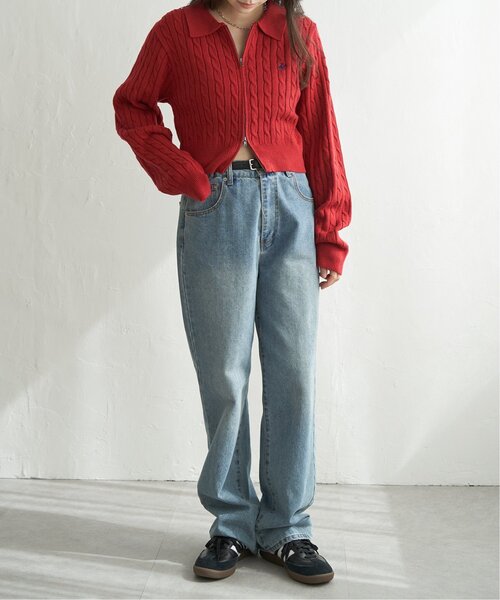 BEVERLY HILLS POLO CLUB（ビバリーヒルズポロクラブ）の「BEVERLY HILLS POLO CLUB ケーブル編みポロカーデ（カーディガン/ボレロ・レディース・ネイビー/レッド系/アイボリー・M）」の16枚目の写真