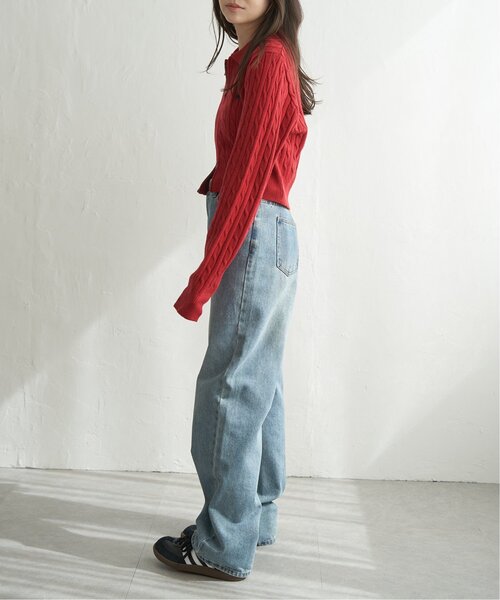 BEVERLY HILLS POLO CLUB（ビバリーヒルズポロクラブ）の「BEVERLY HILLS POLO CLUB ケーブル編みポロカーデ（カーディガン/ボレロ・レディース・ネイビー/レッド系/アイボリー・M）」の17枚目の写真