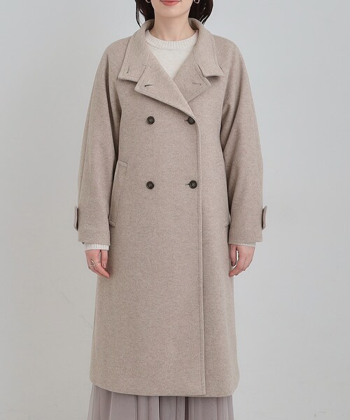 DRESKIP（ドレスキップ）の「【S-LL】大人のきれいめスタイルに ウール調スタンドロングコート（その他アウター・レディース・ベージュ/チャコールグレー/ブラック・03/02/01/04）」の18枚目の写真