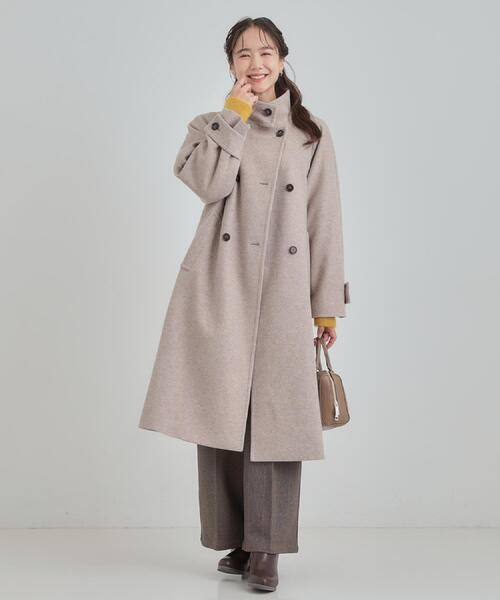 DRESKIP（ドレスキップ）の「【S-LL】大人のきれいめスタイルに ウール調スタンドロングコート（その他アウター・レディース・ベージュ/チャコールグレー/ブラック・03/02/01/04）」の9枚目の写真