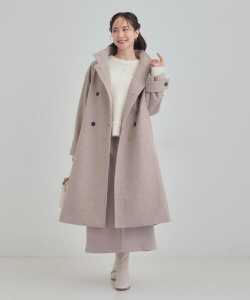 DRESKIP（ドレスキップ）の「【S-LL】大人のきれいめスタイルに ウール調スタンドロングコート（その他アウター・レディース・ベージュ/チャコールグレー/ブラック・03/02/01/04）」の8枚目の写真