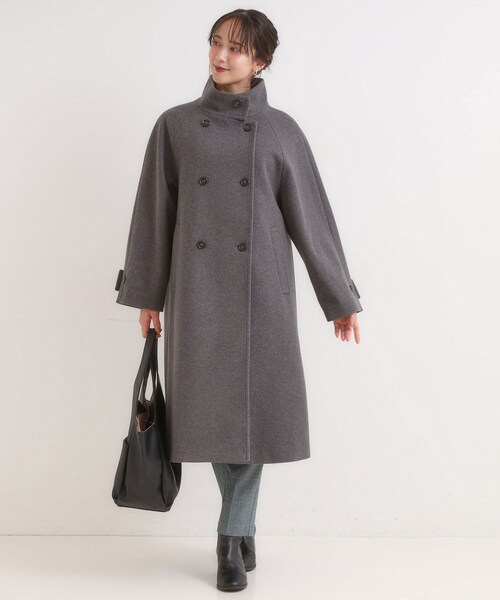 DRESKIP（ドレスキップ）の「【S-LL】大人のきれいめスタイルに ウール調スタンドロングコート（その他アウター・レディース・ベージュ/チャコールグレー/ブラック・03/02/01/04）」の6枚目の写真