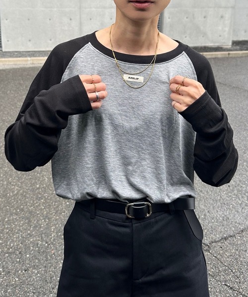 INTERPLAY（インタープレイ）の「【INTERPLAY x AYA】Loose Raglan Tee（Tシャツ/カットソー・レディース・グレー/アイボリー/ホワイト・FREE）」の14枚目の写真