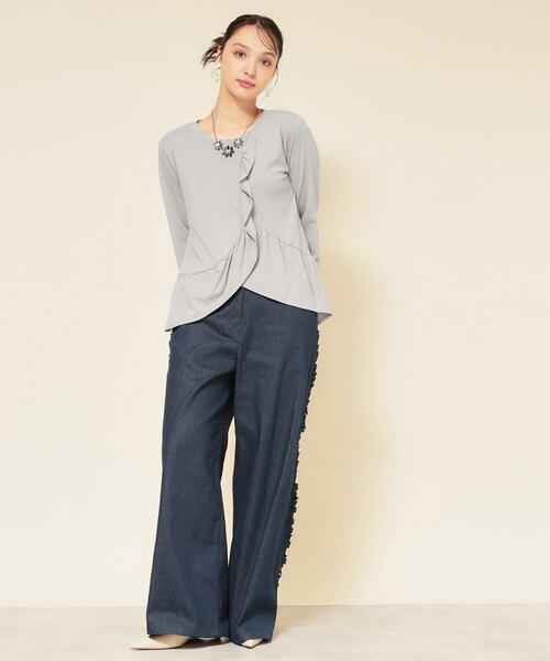 Sunauna（スーナウーナ）の「【フリルペプラム】チュニックカットソー（Tシャツ/カットソー・レディース・ボルドー/グレー/ブラック・38）」の12枚目の写真