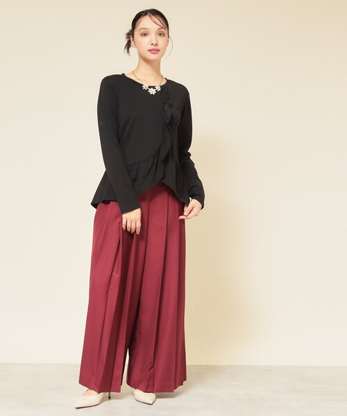 Sunauna（スーナウーナ）の「【フリルペプラム】チュニックカットソー（Tシャツ/カットソー・レディース・ボルドー/グレー/ブラック・38）」の8枚目の写真
