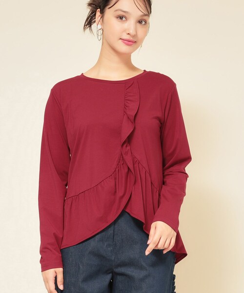 Sunauna（スーナウーナ）の「【フリルペプラム】チュニックカットソー（Tシャツ/カットソー・レディース・ボルドー/グレー/ブラック・38）」の17枚目の写真
