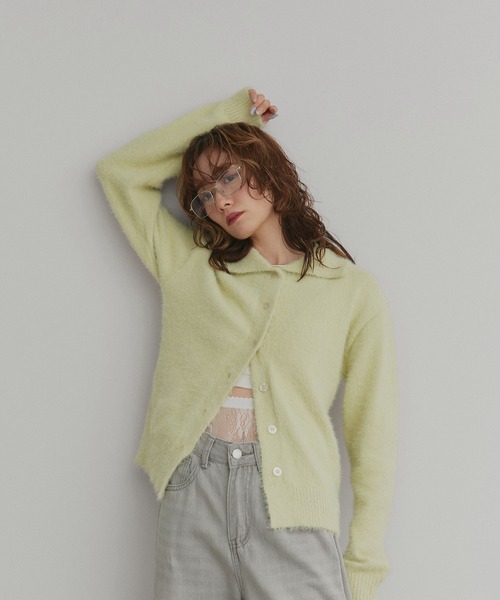 ad thie(アドティエ)の「シャギーニット ポロカーディガン(カーディガン/ボレロ・レディース・オフホワイト/ライトブルー/ブラック・FREE)」の6枚目の写真