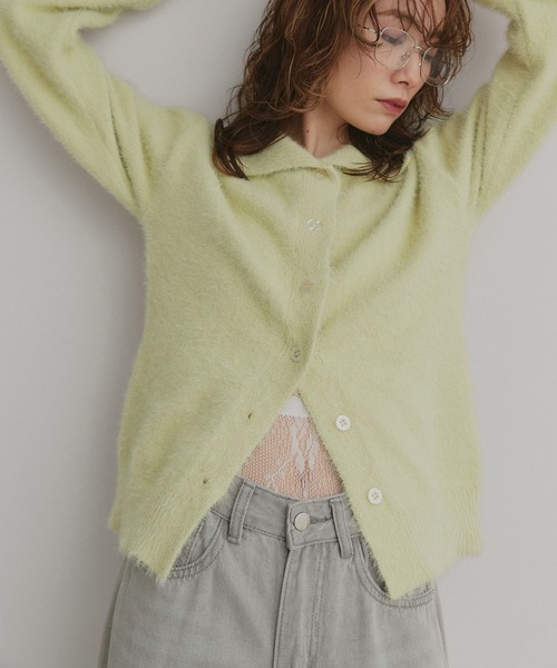 ad thie(アドティエ)の「シャギーニット ポロカーディガン(カーディガン/ボレロ・レディース・オフホワイト/ライトブルー/ブラック・FREE)」の7枚目の写真