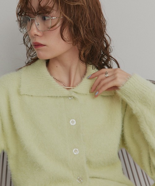 ad thie(アドティエ)の「シャギーニット ポロカーディガン(カーディガン/ボレロ・レディース・オフホワイト/ライトブルー/ブラック・FREE)」の8枚目の写真