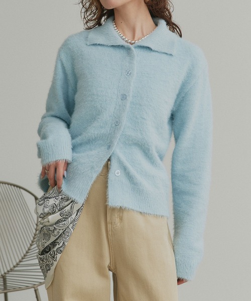 ad thie(アドティエ)の「シャギーニット ポロカーディガン(カーディガン/ボレロ・レディース・オフホワイト/ライトブルー/ブラック・FREE)」の12枚目の写真