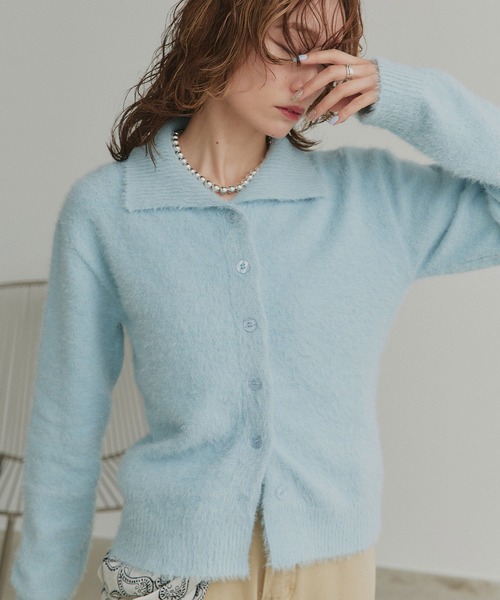 ad thie(アドティエ)の「シャギーニット ポロカーディガン(カーディガン/ボレロ・レディース・オフホワイト/ライトブルー/ブラック・FREE)」の13枚目の写真