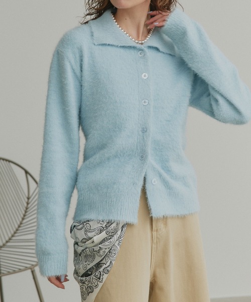 ad thie(アドティエ)の「シャギーニット ポロカーディガン(カーディガン/ボレロ・レディース・オフホワイト/ライトブルー/ブラック・FREE)」の15枚目の写真