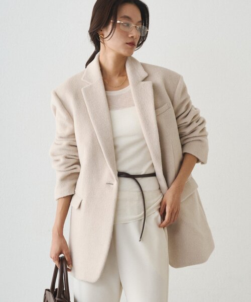 LOUNGEDRESS（ラウンジドレス）の「シャギージャケットコート（その他アウター・レディース・アイボリー/チャコールグレー・FREE）」の16枚目の写真