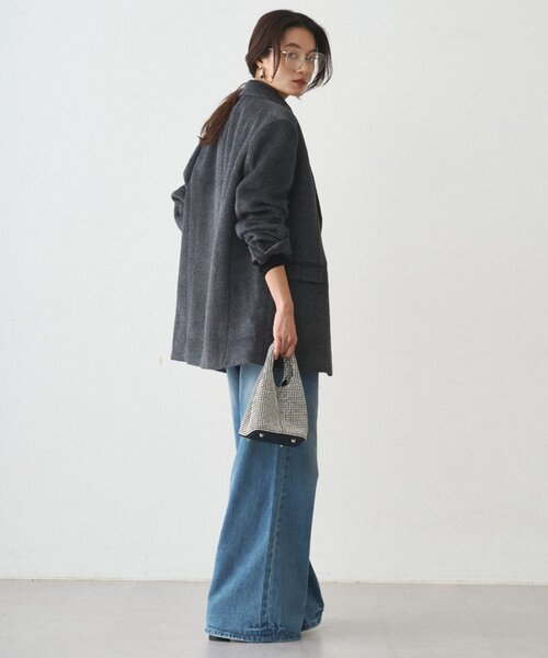 LOUNGEDRESS（ラウンジドレス）の「シャギージャケットコート（その他アウター・レディース・アイボリー/チャコールグレー・FREE）」の5枚目の写真