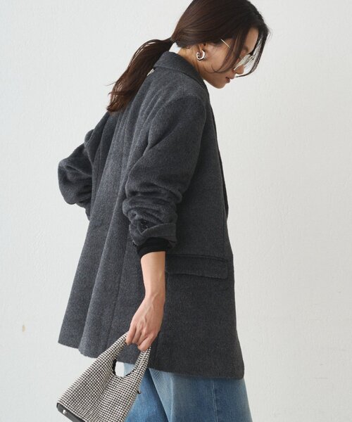 LOUNGEDRESS（ラウンジドレス）の「シャギージャケットコート（その他アウター・レディース・アイボリー/チャコールグレー・FREE）」の10枚目の写真