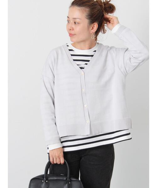 Lugnoncure(ルノンキュール)の「無地/柄アソートVネックカーディガン(カーディガン/ボレロ・レディース・オフホワイト/グレー/チャコールグレー/パープル・F)」の4枚目の写真