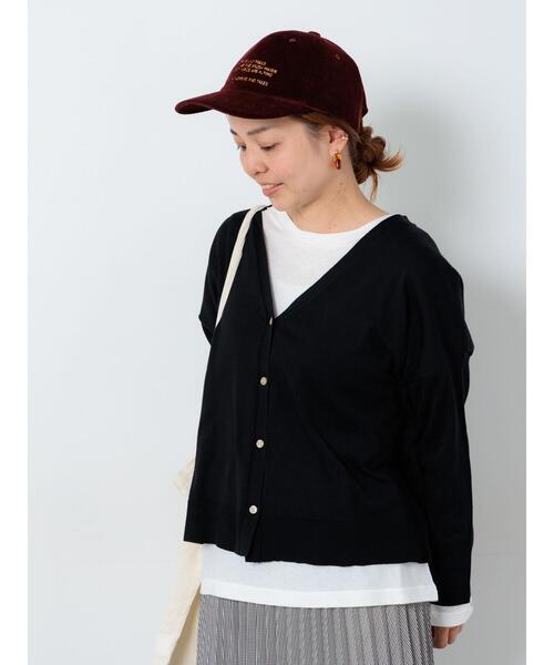 Lugnoncure(ルノンキュール)の「無地/柄アソートVネックカーディガン(カーディガン/ボレロ・レディース・オフホワイト/グレー/チャコールグレー/パープル・F)」の3枚目の写真