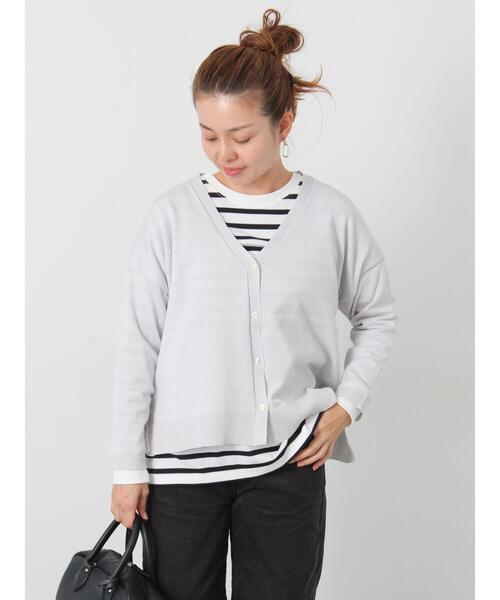 Lugnoncure(ルノンキュール)の「無地/柄アソートVネックカーディガン(カーディガン/ボレロ・レディース・オフホワイト/グレー/チャコールグレー/パープル・F)」の10枚目の写真