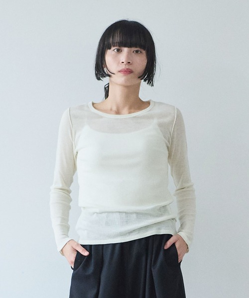 yuni(ユニ )の「△washable super120/W crewneck プルオーバー(Tシャツ/カットソー・レディース・ホワイト/ブラック・FREE)」の20枚目の写真