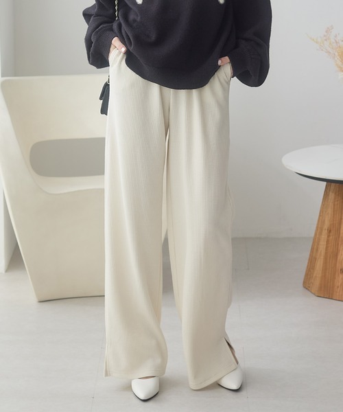 ReDial(リダイアル)の「起毛テレコリブワイドパンツ(その他パンツ・レディース・アイボリー/ブラック/ヘザーチャコール・M/L/LL/3L)」の19枚目の写真