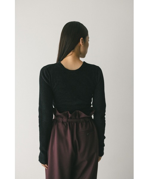 STYLEMIXER(スタイルミキサー)の「バックオープンベロアショートニット(ニット/セーター・レディース・ブラック/キャメル/ネイビー・FREE)」の1枚目の写真