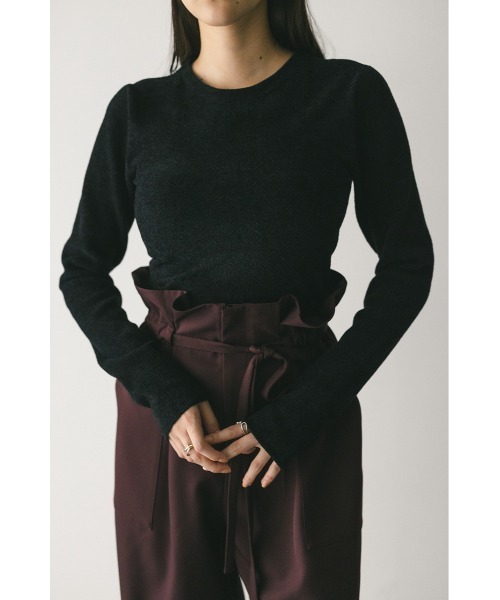 STYLEMIXER(スタイルミキサー)の「バックオープンベロアショートニット(ニット/セーター・レディース・ブラック/キャメル/ネイビー・FREE)」の4枚目の写真