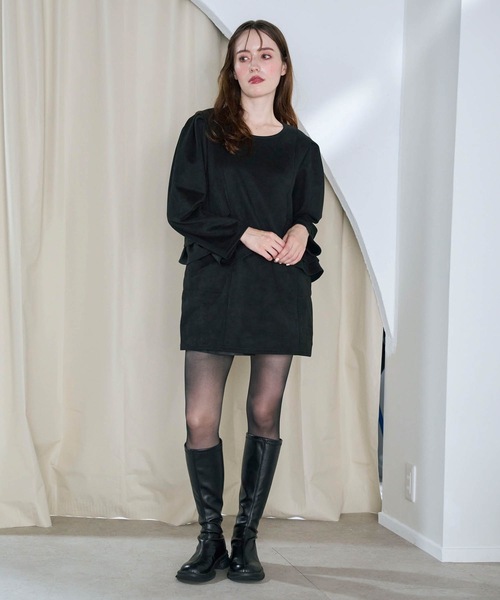 M y u(ミュー)の「BIG FRILL Pocket One-piece/ミニ丈(ワンピース・レディース・ブラック/グレー・FREE)」の17枚目の写真