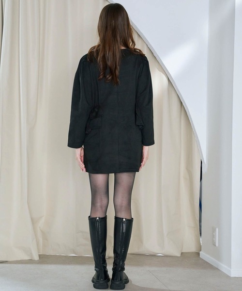 M y u(ミュー)の「BIG FRILL Pocket One-piece/ミニ丈(ワンピース・レディース・ブラック/グレー・FREE)」の20枚目の写真