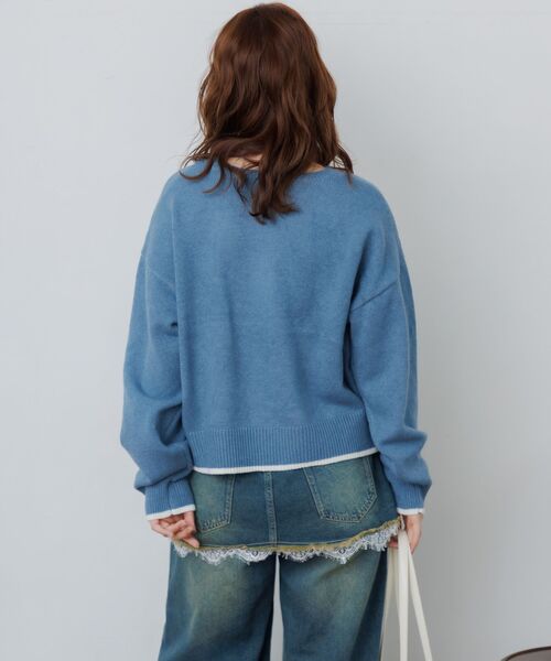 RETRO GIRL(レトロガール)の「サガラ刺繍ロゴNT(ニット/セーター・レディース・チャコールグレー/ブルー/ナチュラル・FREE)」の11枚目の写真