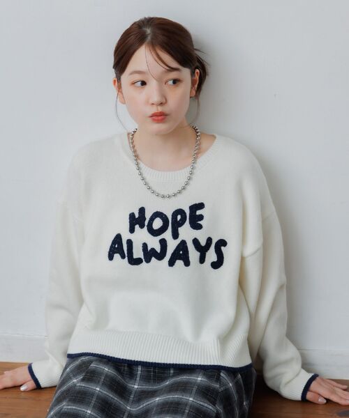 RETRO GIRL(レトロガール)の「サガラ刺繍ロゴNT(ニット/セーター・レディース・チャコールグレー/ブルー/ナチュラル・FREE)」の14枚目の写真