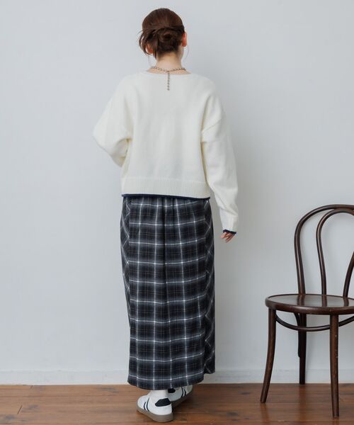 RETRO GIRL(レトロガール)の「サガラ刺繍ロゴNT(ニット/セーター・レディース・チャコールグレー/ブルー/ナチュラル・FREE)」の18枚目の写真