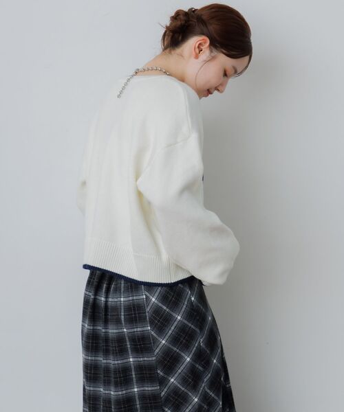 RETRO GIRL(レトロガール)の「サガラ刺繍ロゴNT(ニット/セーター・レディース・チャコールグレー/ブルー/ナチュラル・FREE)」の21枚目の写真