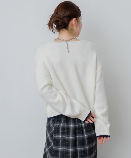 RETRO GIRL(レトロガール)の「サガラ刺繍ロゴNT(ニット/セーター・レディース・チャコールグレー/ブルー/ナチュラル・FREE)」の22枚目の写真