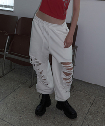 Damage Sweat Pants White