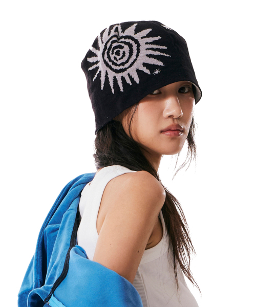 Sun Jacquard Beanie (Black)（ニットキャップ/ビーニー）｜AAKAM