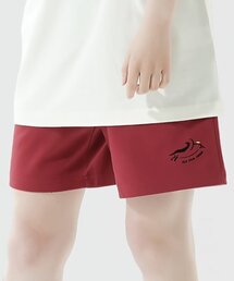 フライ刺繍スウェットショートパンツバーガンディ