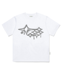 グラフィティスタープリントオーバーサイズ半袖Tシャツホワイト