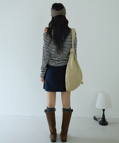 gossip!ロサンゼルス(ゴシップロサンゼルス)の「オフショルダー ナローボーダートップス(Tシャツ/カットソー・レディース・ホワイト/グレー・FREE)」の18枚目の写真