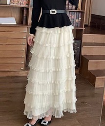 ティアード フリル シアー マキシ スカート
