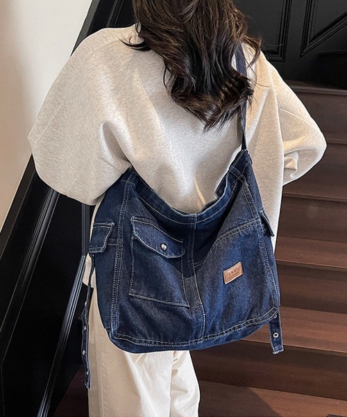 Miniministore(ミニミニストア)の「デニム ショルダーバッグ A4 大容量(ショルダーバッグ・レディース・インディゴブルー/ブラック/サックスブルー・FREE)」の3枚目の写真