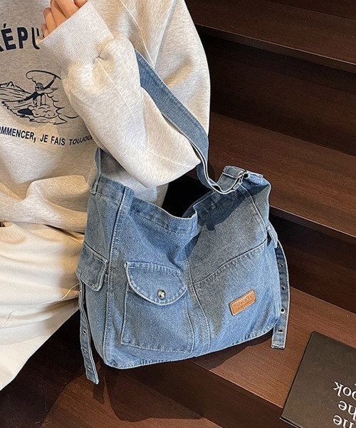 Miniministore(ミニミニストア)の「デニム ショルダーバッグ A4 大容量(ショルダーバッグ・レディース・インディゴブルー/ブラック/サックスブルー・FREE)」の5枚目の写真