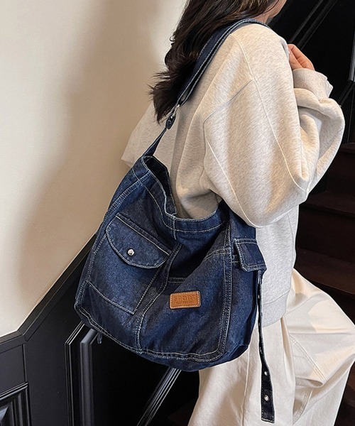 Miniministore(ミニミニストア)の「デニム ショルダーバッグ A4 大容量(ショルダーバッグ・レディース・インディゴブルー/ブラック/サックスブルー・FREE)」の8枚目の写真