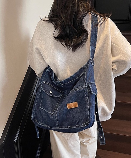 Miniministore(ミニミニストア)の「デニム ショルダーバッグ A4 大容量(ショルダーバッグ・レディース・インディゴブルー/ブラック/サックスブルー・FREE)」の9枚目の写真