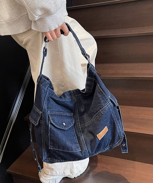 Miniministore(ミニミニストア)の「デニム ショルダーバッグ A4 大容量(ショルダーバッグ・レディース・インディゴブルー/ブラック/サックスブルー・FREE)」の11枚目の写真