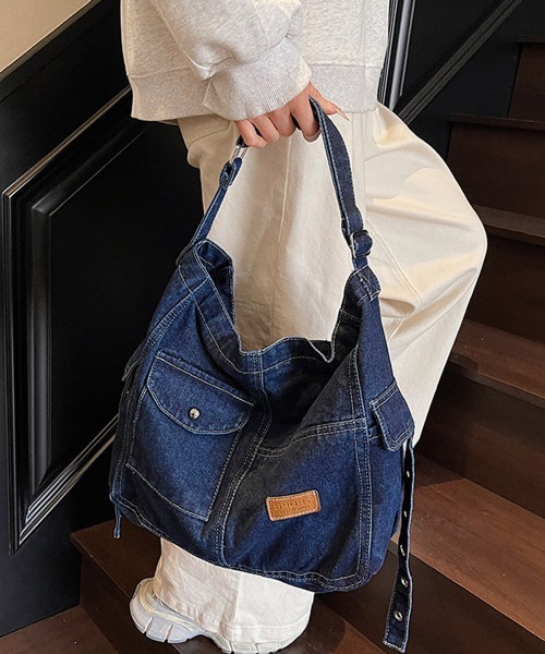 Miniministore(ミニミニストア)の「デニム ショルダーバッグ A4 大容量(ショルダーバッグ・レディース・インディゴブルー/ブラック/サックスブルー・FREE)」の12枚目の写真