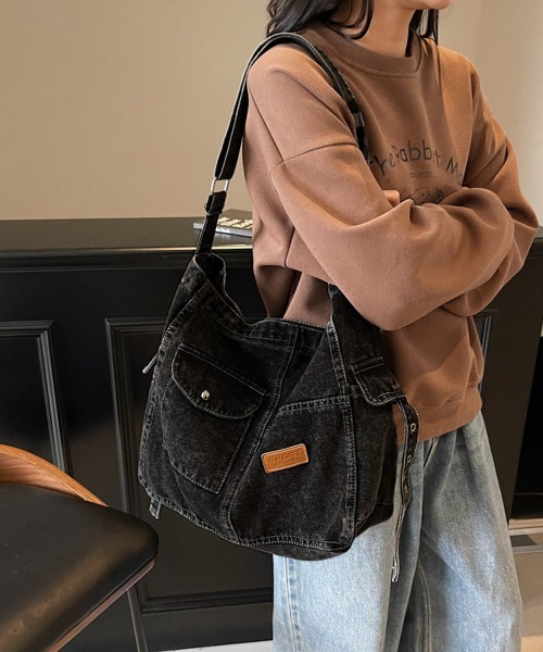 Miniministore(ミニミニストア)の「デニム ショルダーバッグ A4 大容量(ショルダーバッグ・レディース・インディゴブルー/ブラック/サックスブルー・FREE)」の13枚目の写真