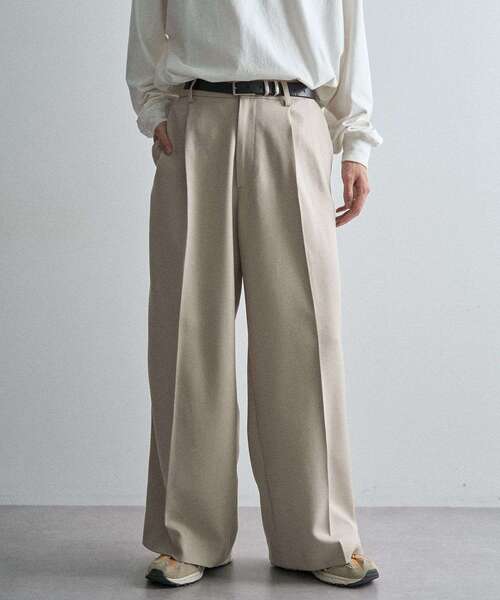 CRAFT STANDARD BOUTIQUE（クラフトスタンダードブティック）の「ウールライクポリツイルワイドパンツ（その他パンツ・メンズ・ベージュ/ブラウン/ブラック/グレー・S/M/L）」の4枚目の写真