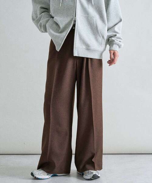 CRAFT STANDARD BOUTIQUE（クラフトスタンダードブティック）の「ウールライクポリツイルワイドパンツ（その他パンツ・メンズ・ベージュ/ブラウン/ブラック/グレー・S/M/L）」の3枚目の写真