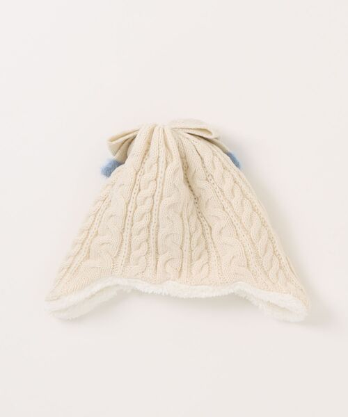 HAKKA KIDS（ハッカキッズ）の「リボンモチーフ付きラメニット帽（ニットキャップ/ビーニー・キッズ・オフホワイト/レッド/ピンク・L/M）」の2枚目の写真