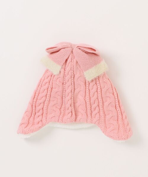 HAKKA KIDS（ハッカキッズ）の「リボンモチーフ付きラメニット帽（ニットキャップ/ビーニー・キッズ・オフホワイト/レッド/ピンク・L/M）」の4枚目の写真